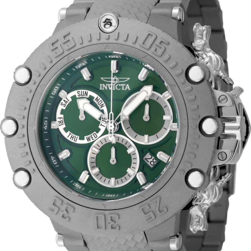 Invicta Mens 52mm Subaqua Swiss Quartz Chronograph Titanium Green 200m Ss Watch